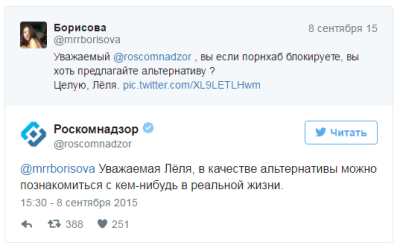 Ответ Роскомнадзора на блокировку сайта PornHub 