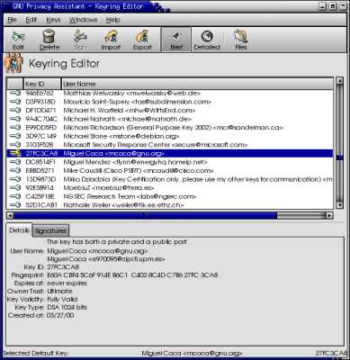 Менеджер ключей шифрования GPG4Win
