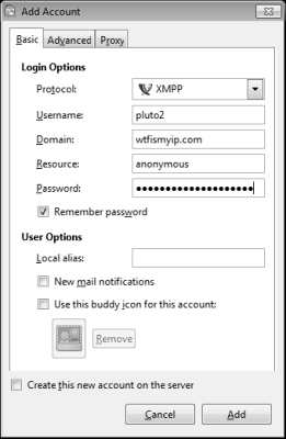 Jabber с помощью браузера Tor